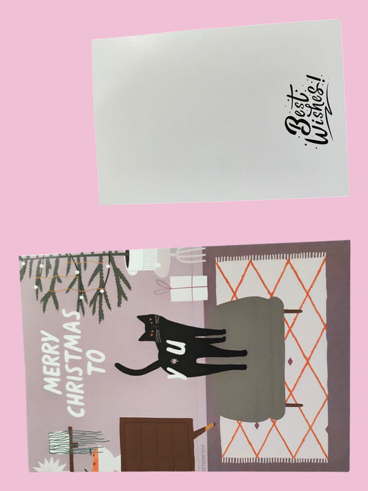 Biglietto Natale Gatto Nero