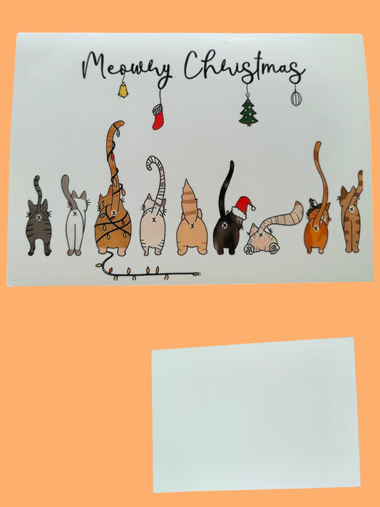 Biglietto Natale Tema Gatti