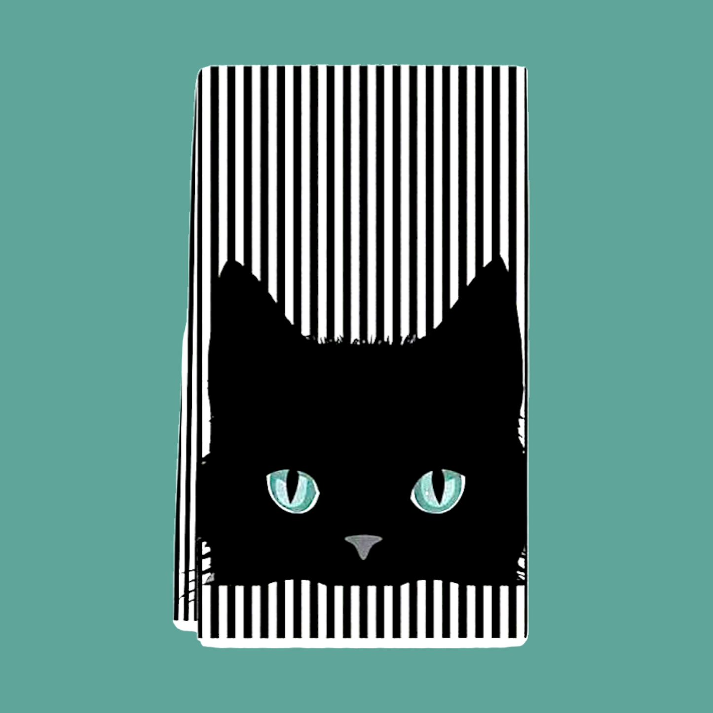 Asciugamano Gatto Nero a Righe da Cucina